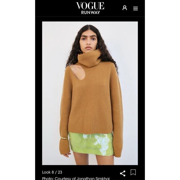 Jonathan Simkhai Dustin Cashmere Turtleneck Cut Out Pullover Sweater Resort 2023 - Picture 2 of 9